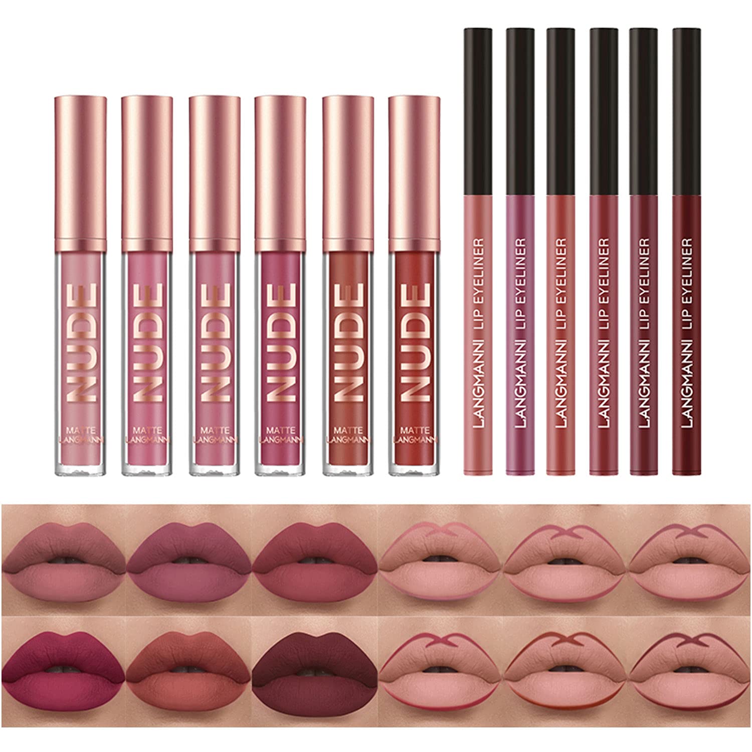 BestLand barras labial líquido mate de 6 unidades con colores intensos.