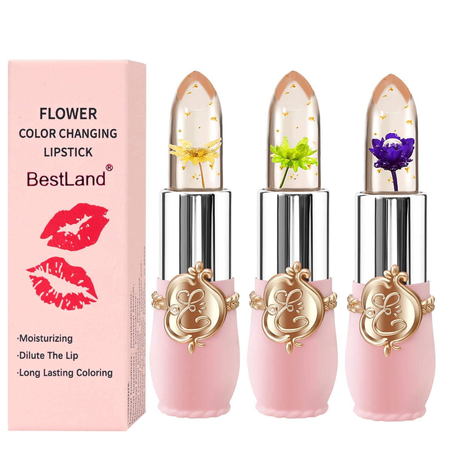 BestLand Flower Jelly Lipstick with real flower inside offers a unique, nature-inspired look