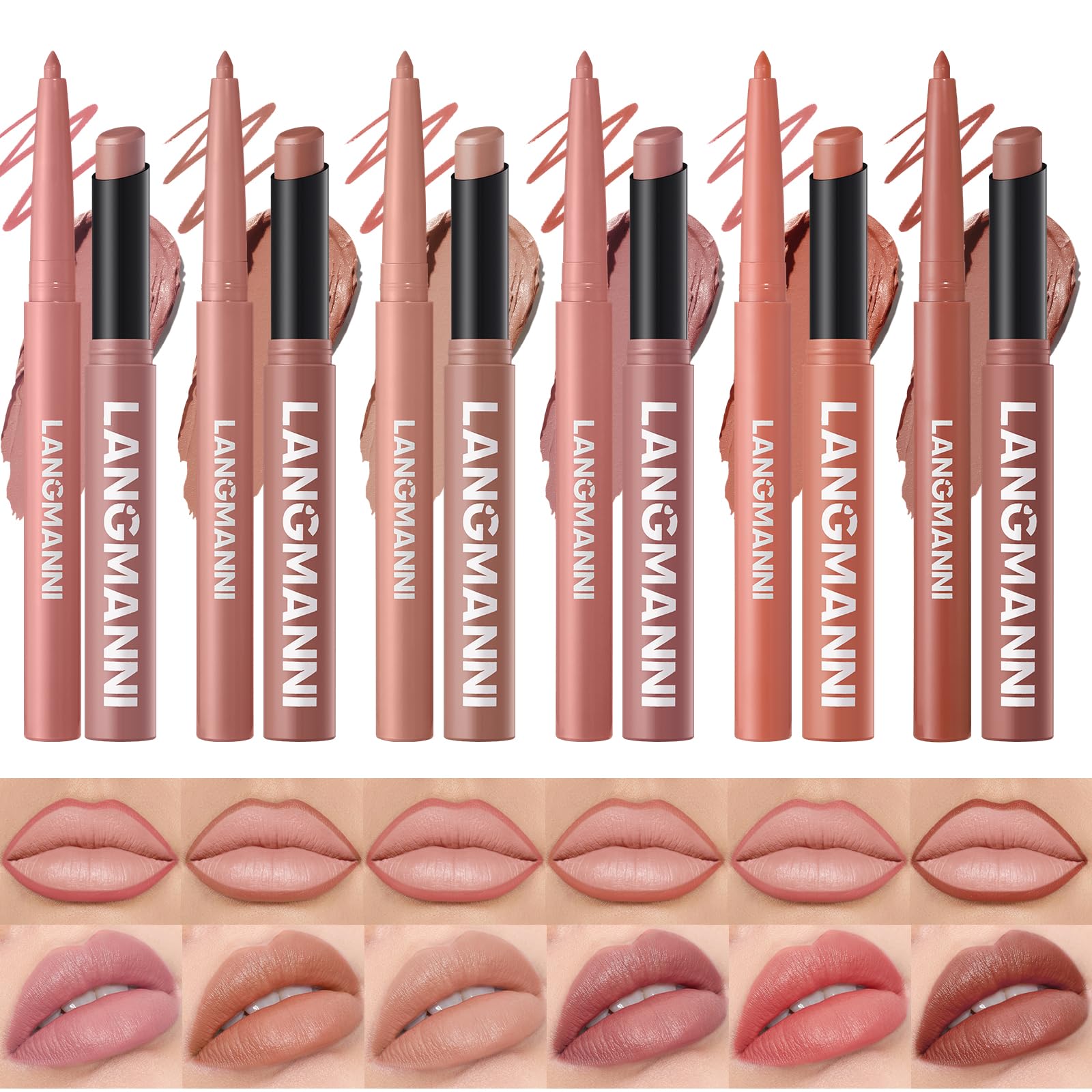 BestLand set de 12 labiales mate con perfiladores para un acabado profesional.