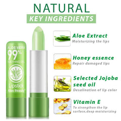 BestLand natural ingredients lipstick swatch displays Aloe Vera and oils for hydrated lips.