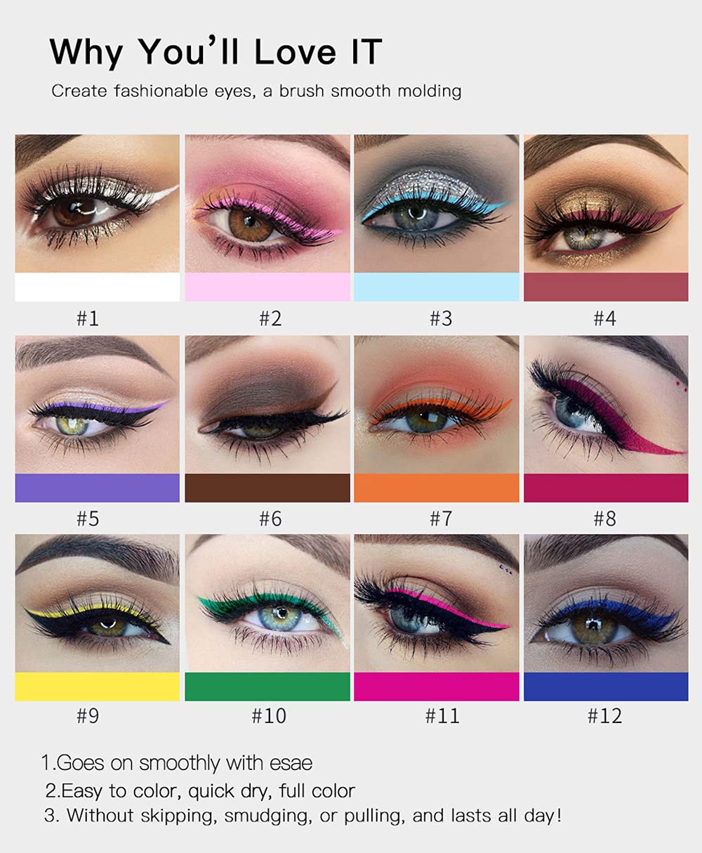 BestLand paleta arcoíris delineadores neón para maquillajes creativos