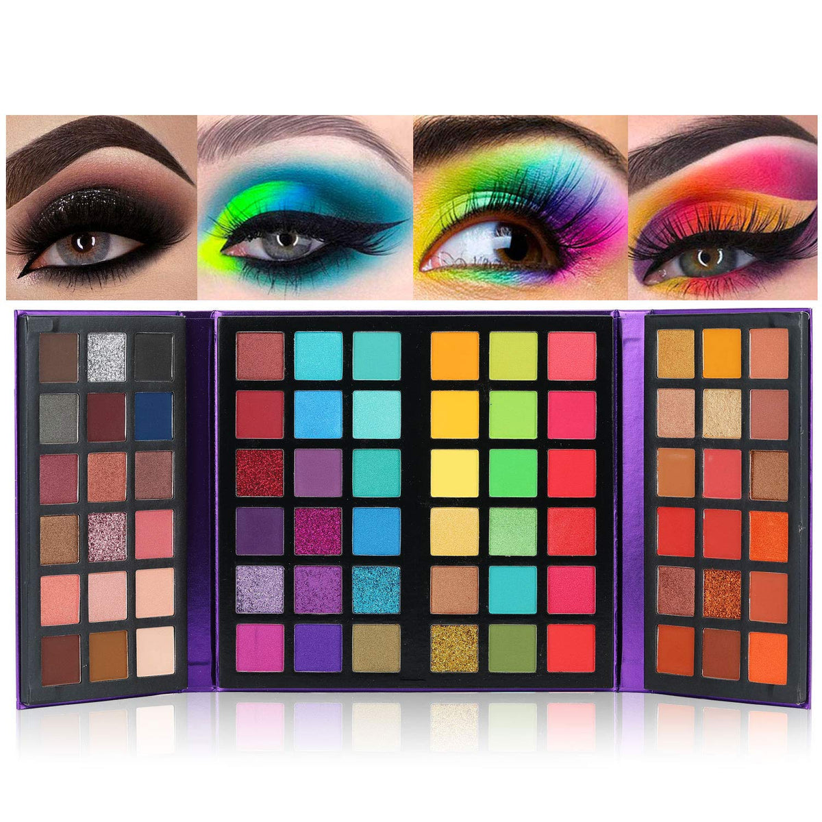 BestLand paleta de ojos 72 colores con doble puerta para viajar y crear maquillajes.