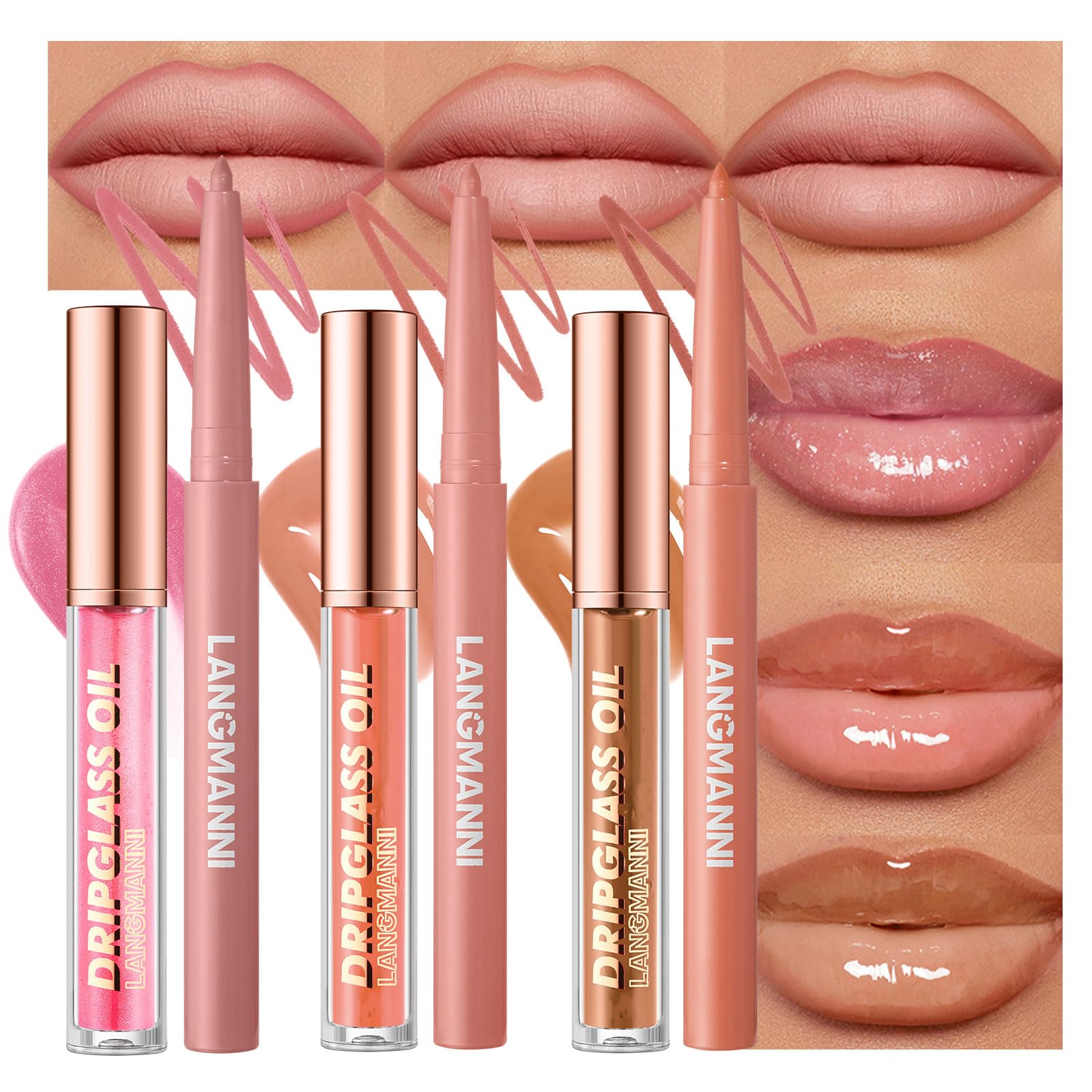 BestLand set labial aceites brillo: acabado sedoso e hidratación duradera.
