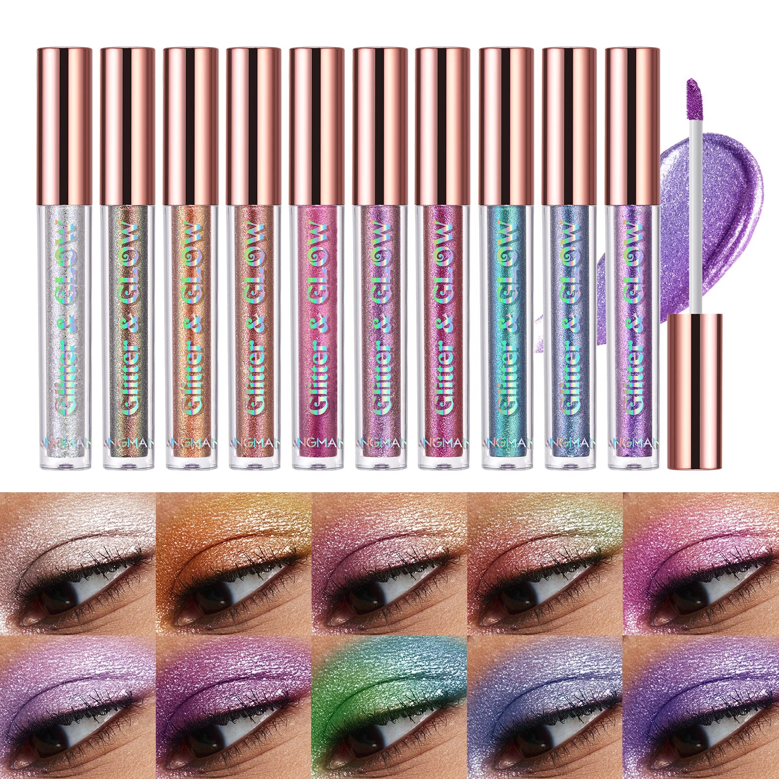 BestLand sombra líquida multicolor brillo para ojos y efecto reflectante
