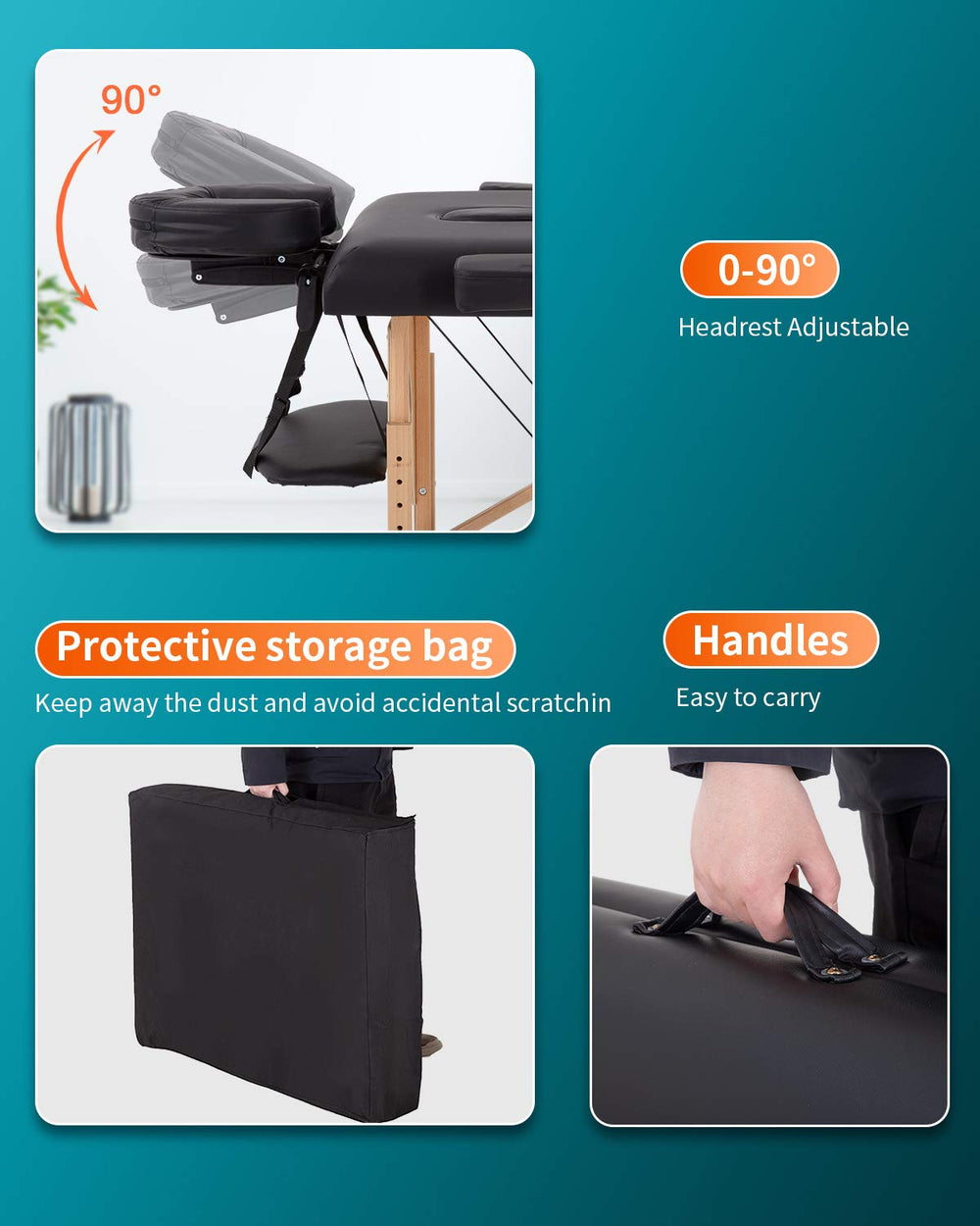 BestMassage beech hardwood frame provides strong, durable construction.