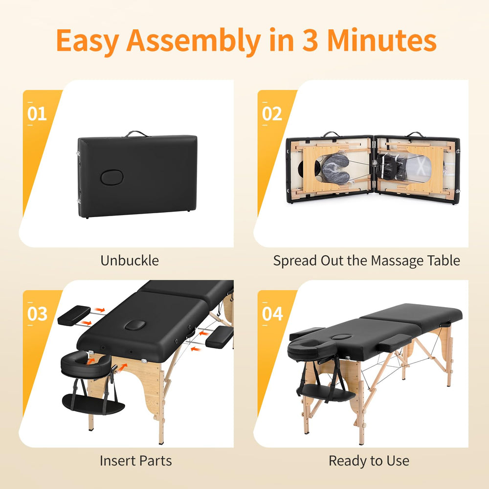 BestMassage Folding spa table with PVC leather cover for easy cleaning.