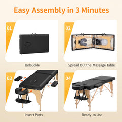 BestMassage Folding spa table with PVC leather cover for easy cleaning.