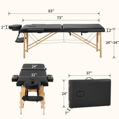 BestMassage Lash Bed height adjustable from 24 to 34 inches for flexible positioning.
