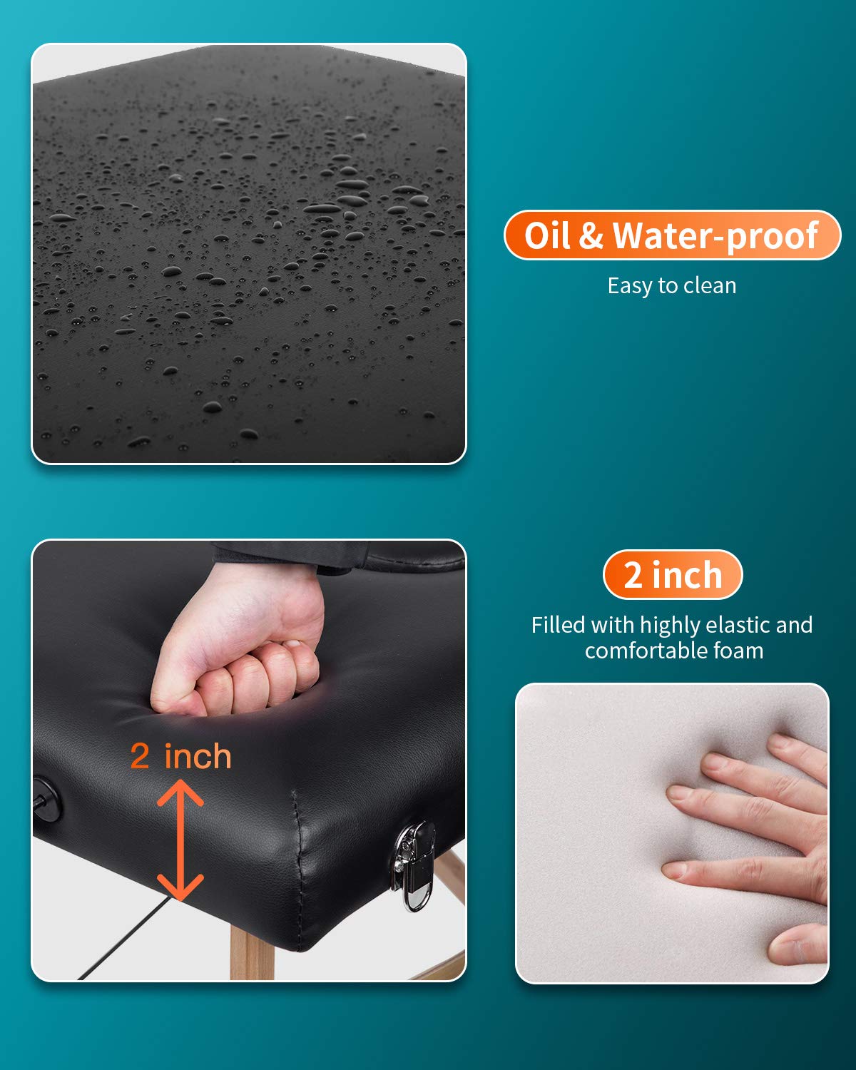 BestMassage PVC leather cover is soft, durable, and easy to clean.