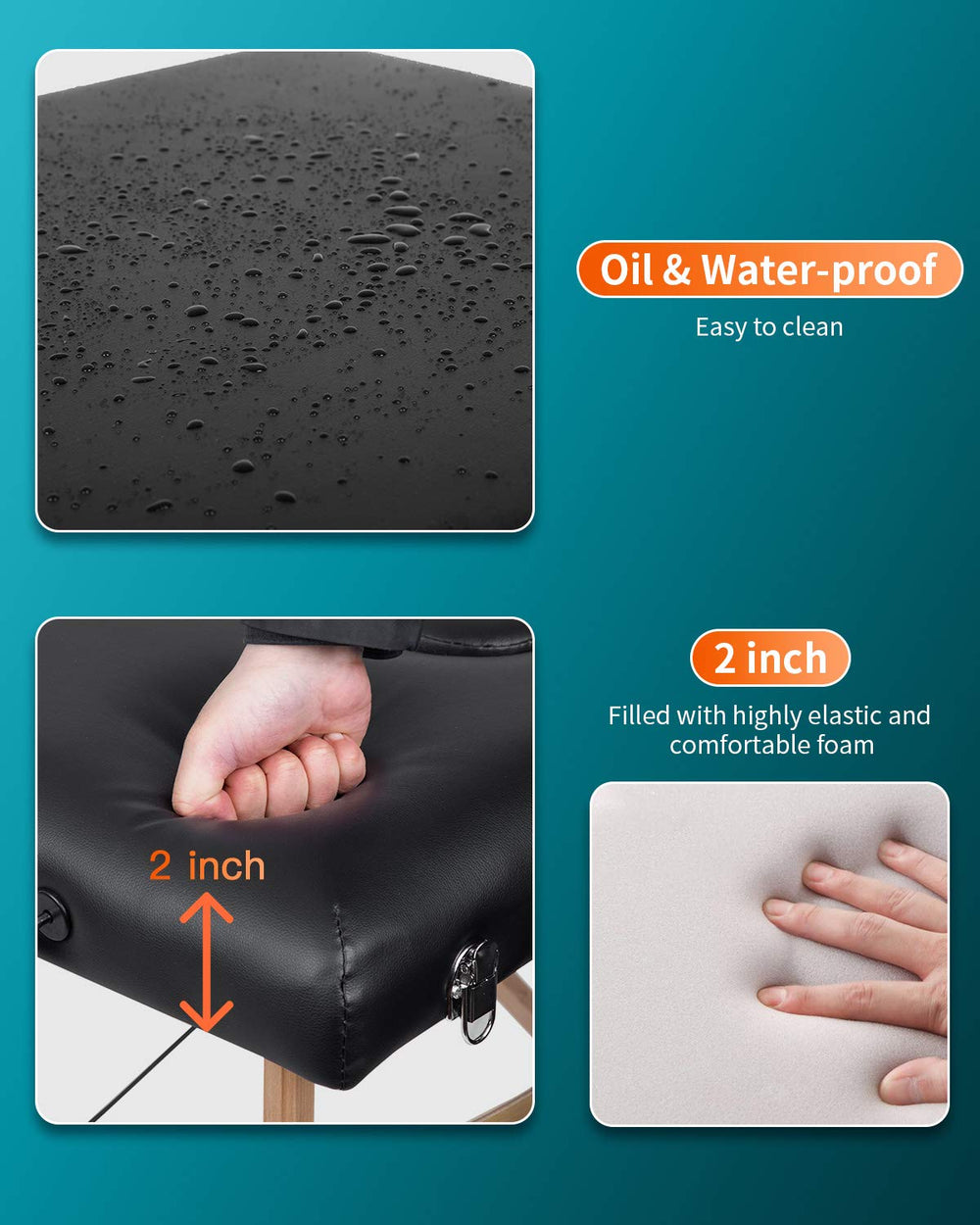 BestMassage PVC leather cover is soft, durable, and easy to clean.