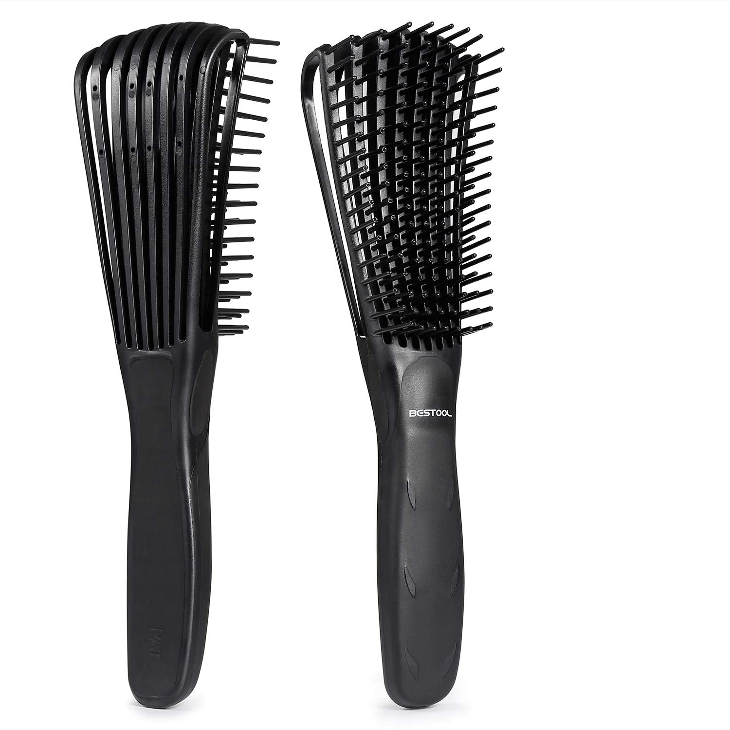 BESTOOL 8-arm design close-up showing flexible bristles for smooth detangling.