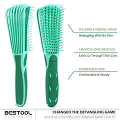 BESTOOL detangling brush highlights eight arms for gentler detangling.