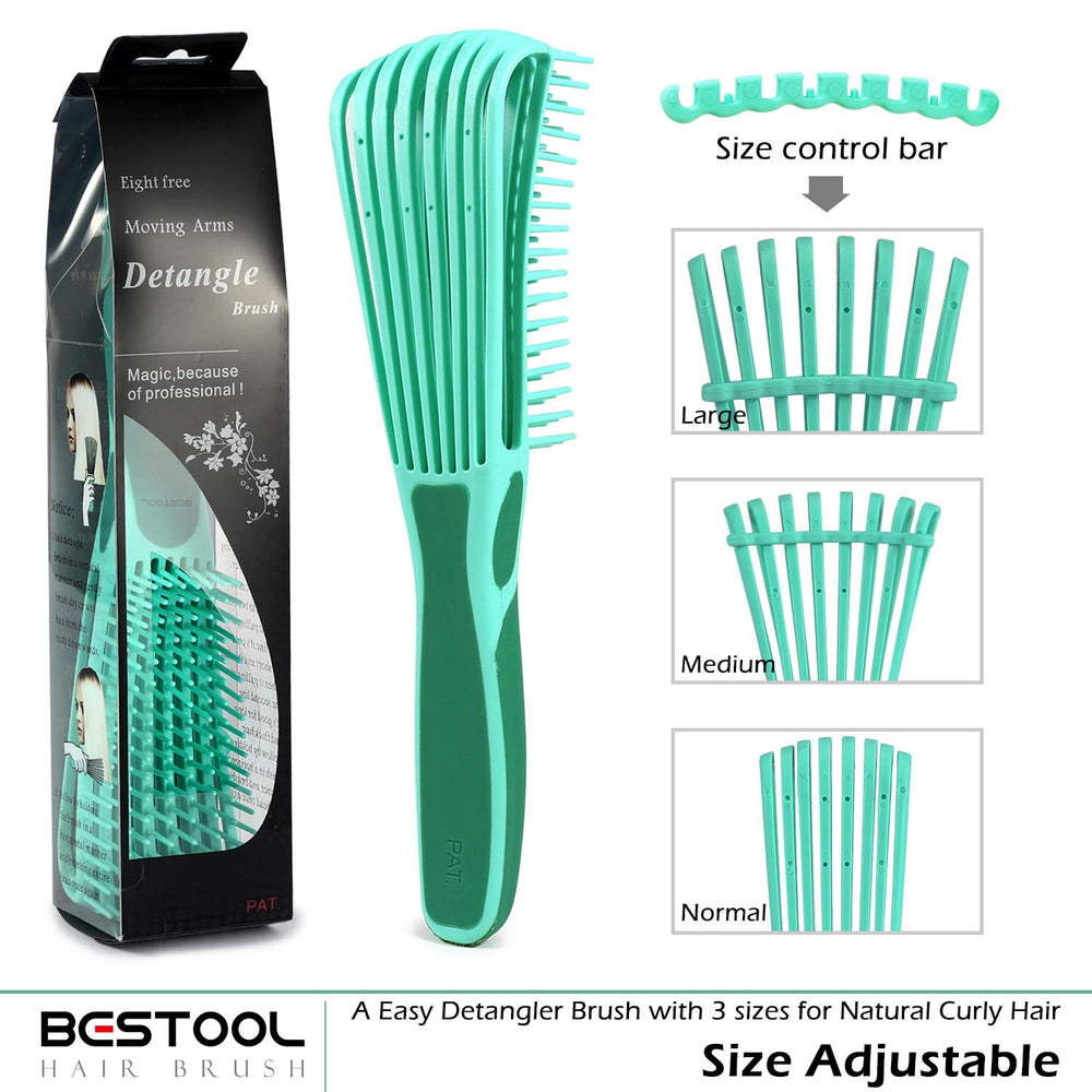 BESTOOL detangling brush focusing on the control bar for gentle detangling.