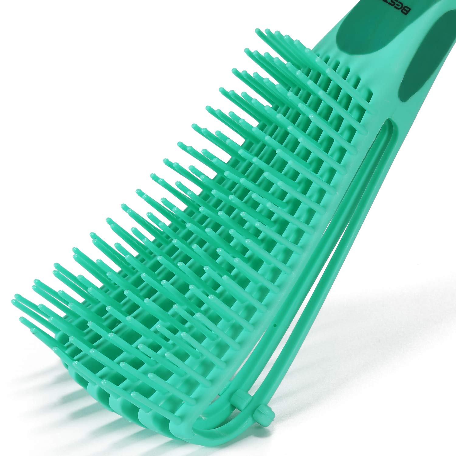 BESTOOL detangling brush shown on dry hair for finish and definition.