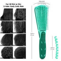 BESTOOL detangling brush with ergonomic rubberized handle for a secure grip.