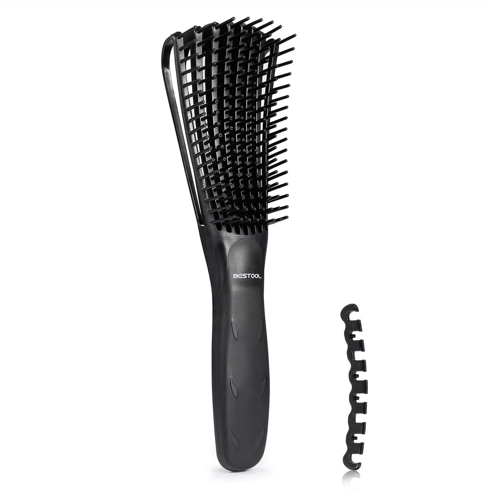 BESTOOL detangler used on wet hair showing gentle detangling.