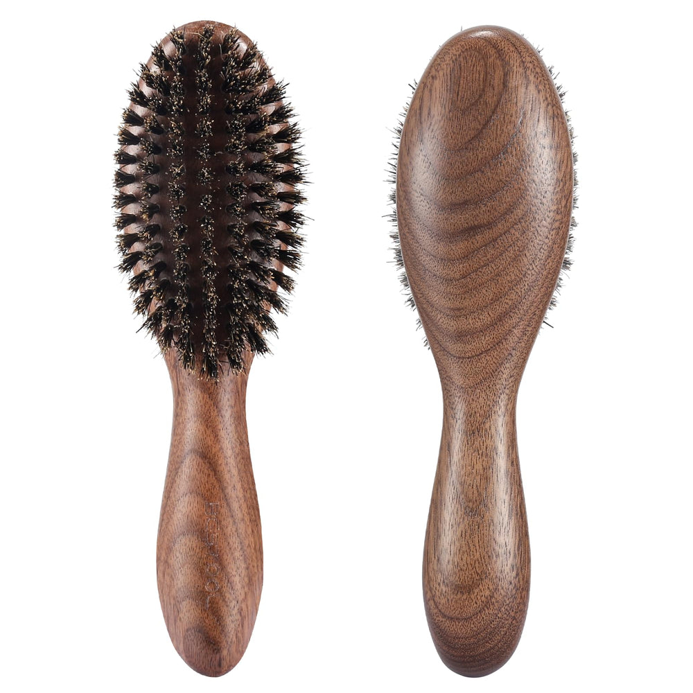 BESTOOL hair brush front view in natural walnut wood for shine