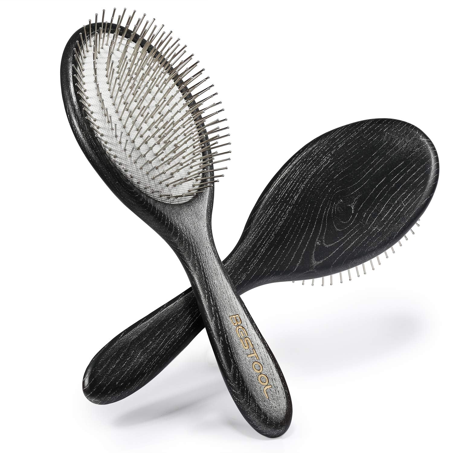 BESTOOL hair brush paddle detangler with metal bristles for gentle detangling and massage