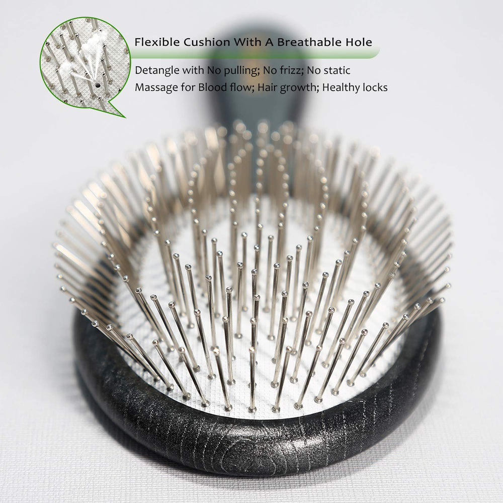 BESTOOL wooden paddle brush with ergonomic grip for comfortable daily detangling