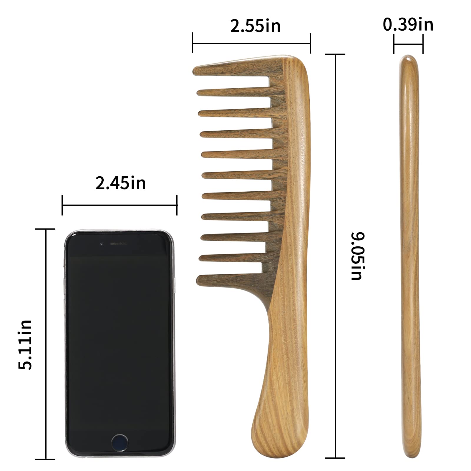 BESTOOL sandalwood anti-static comb reduces frizz during styling