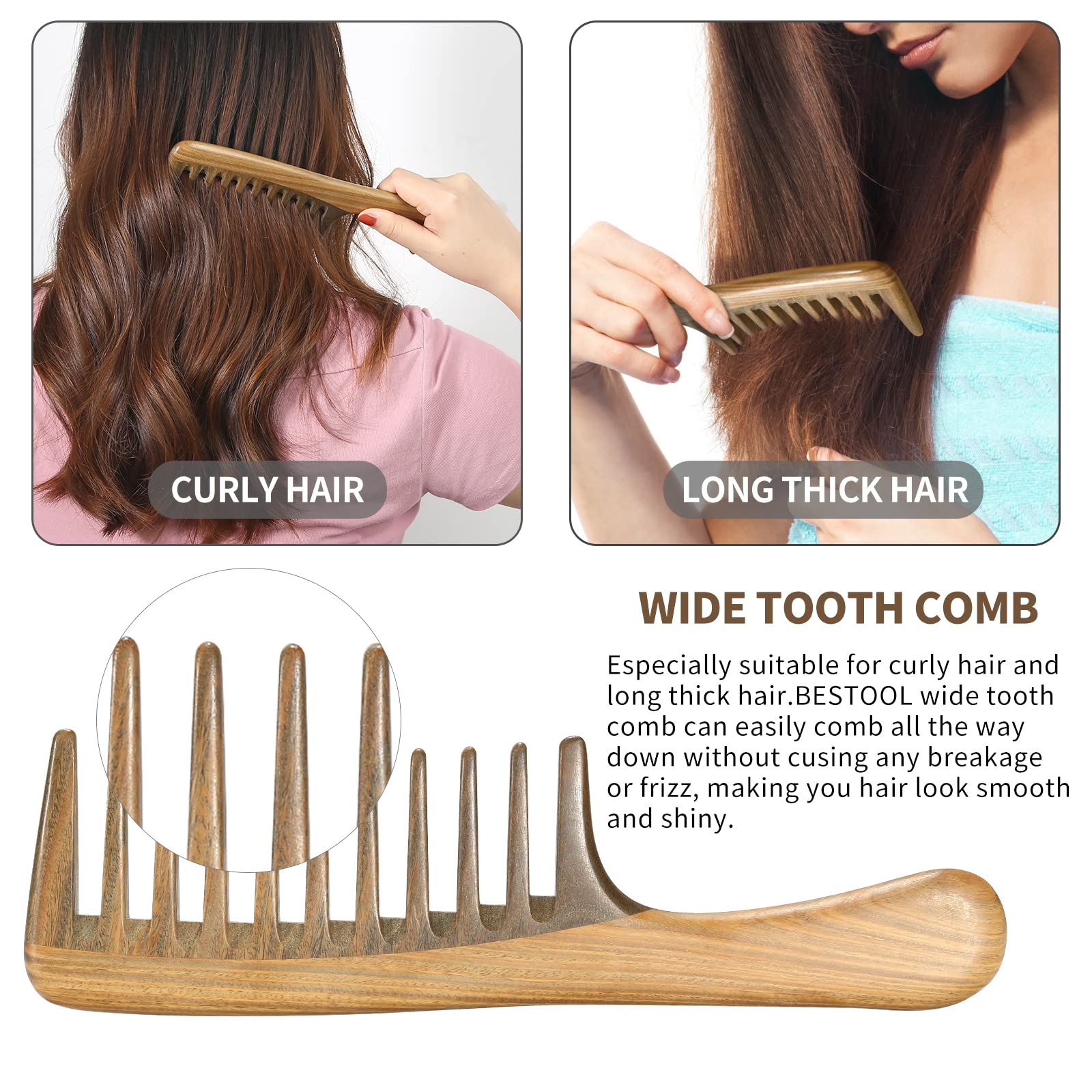 BESTOOL nine-inch wide-tooth comb designed for thick curly hair
