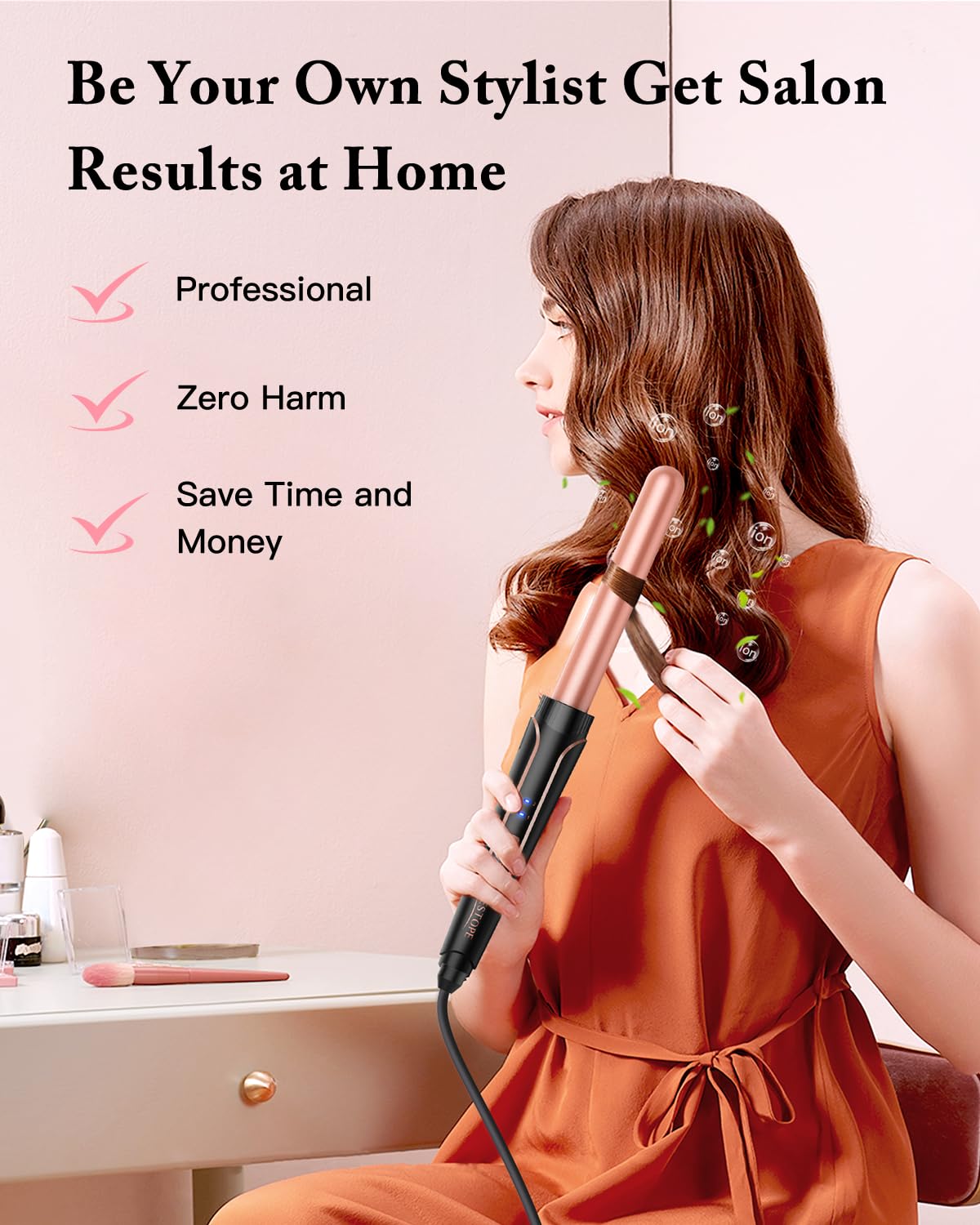 BESTOPE PRO Waver Wand heats in 30 seconds for quick styling sessions.