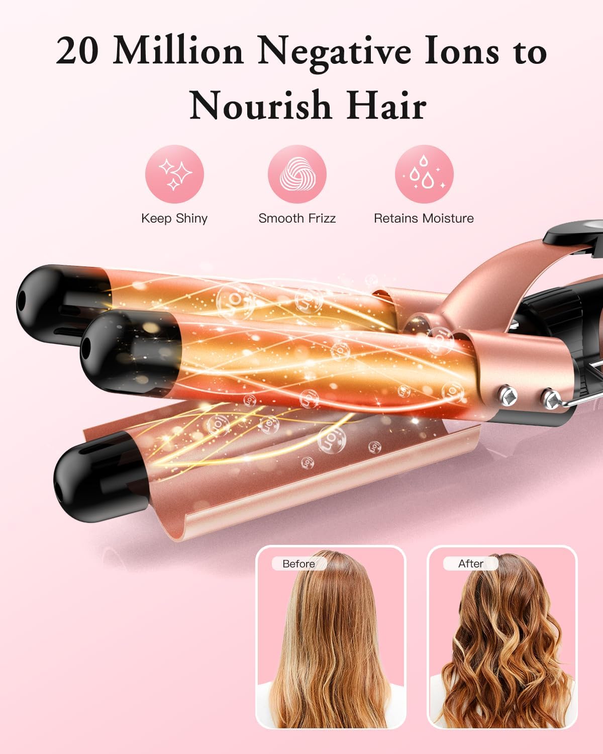 BESTOPE PRO Waver Wand ceramic surface helps reduce frizz during curling.