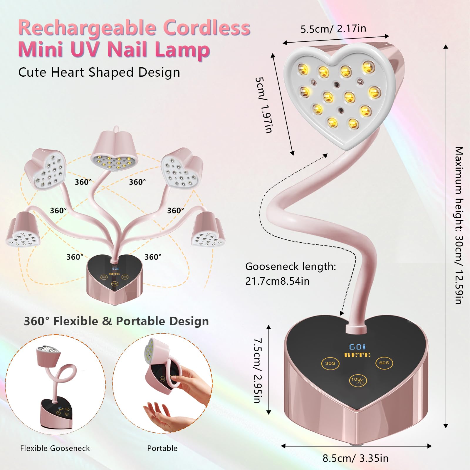 Heart-shaped BETE design adds style to a home nail station.