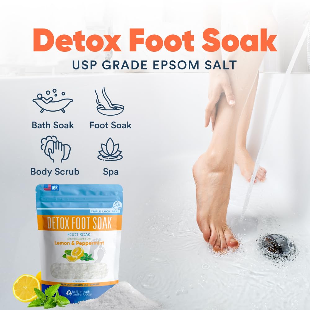 Better Bath Better Body detox foot soak salts with vitamin C crystals cleansing bathwater and skin