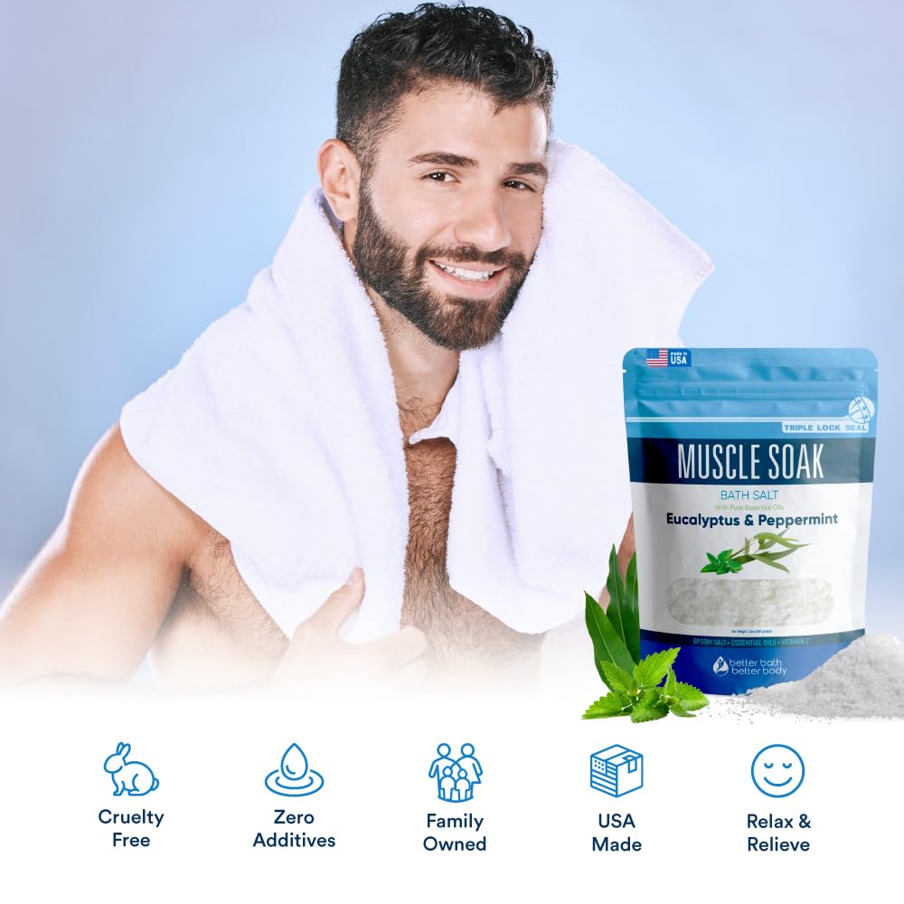 Better Bath Better Body Muscle Soak, aromaterapia con menta y eucalipto para sensación fresca.