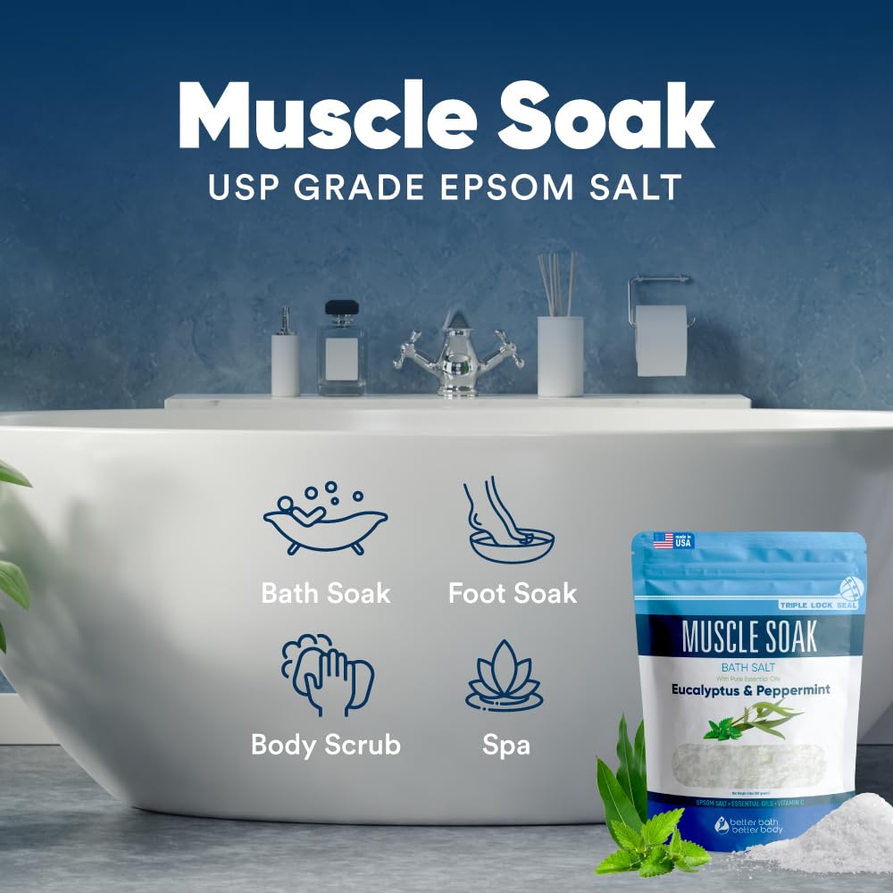 Better Bath Better Body Muscle Soak, cristales de vitamina C en la mezcla del baño.