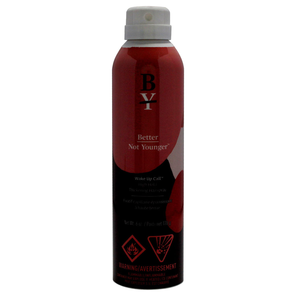 Better Not Younger Hair Thickening Hairspray bottle demonstrating instant fullness