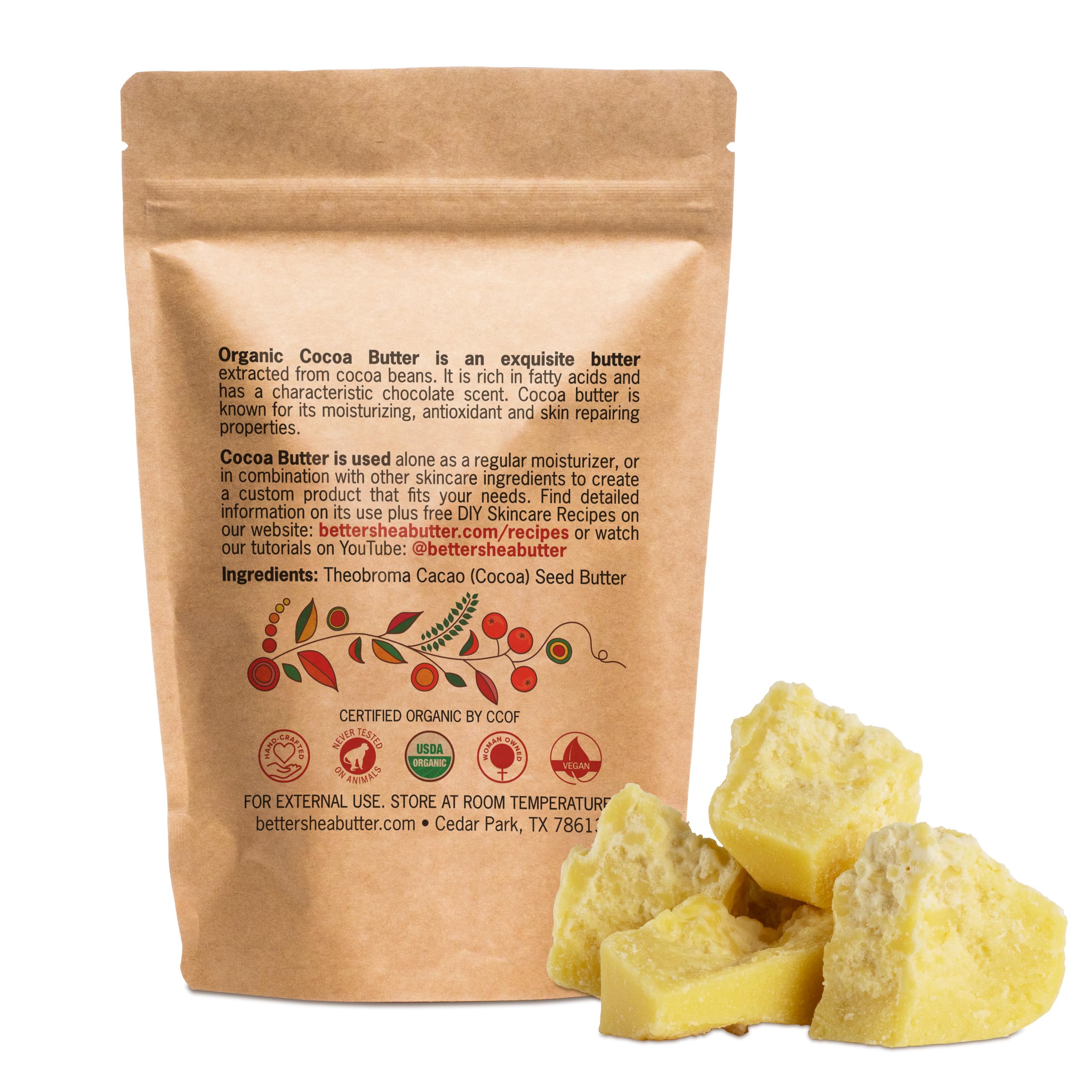 Better Shea Butter Cocoa Butter Raw solid block closeup