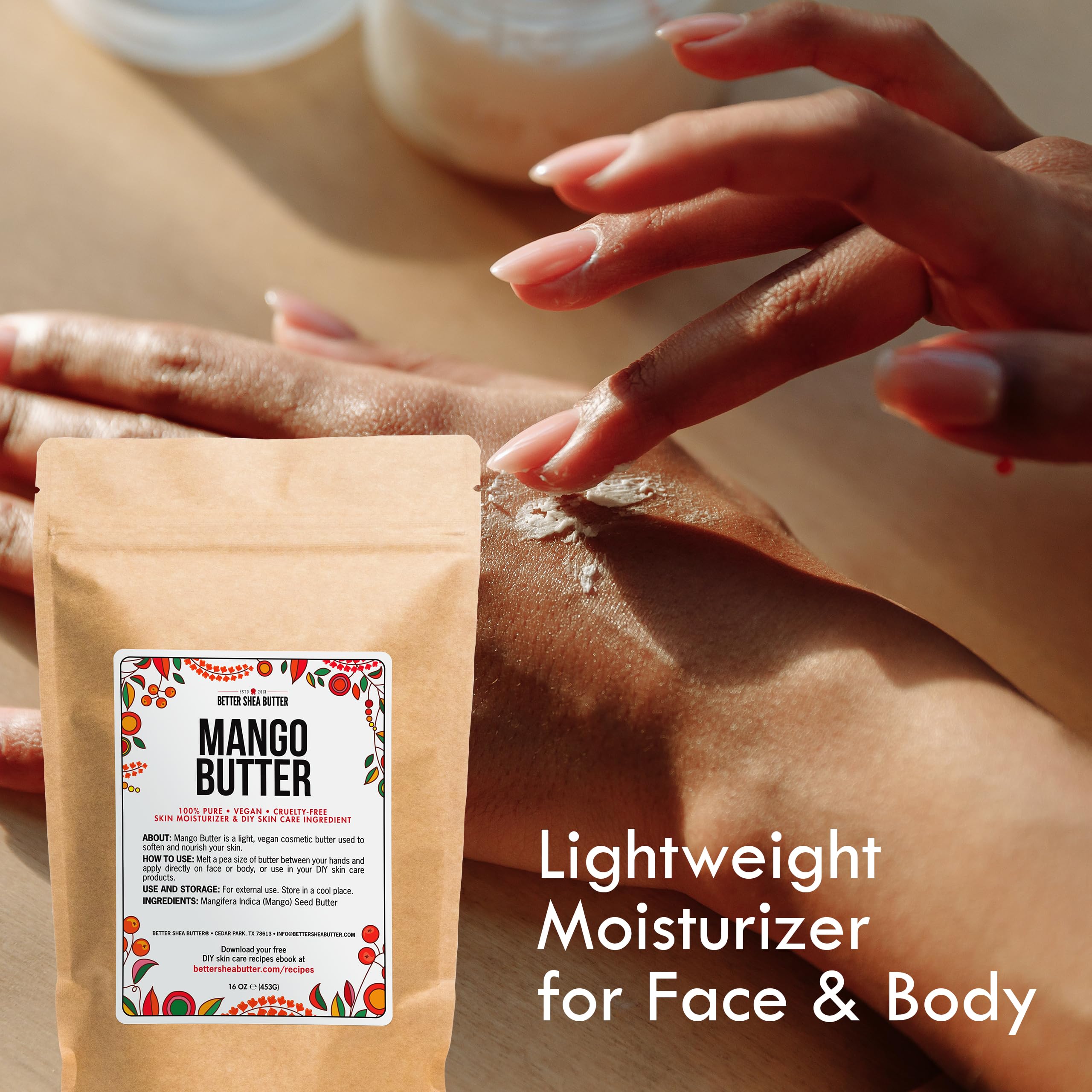 Better Shea Butter Mango Butter used in DIY skincare for natural moisturizers.