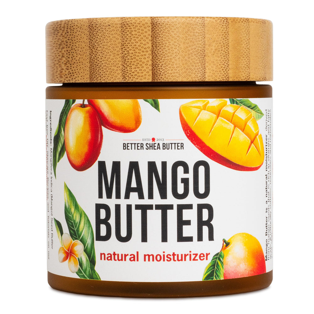 Better Shea Butter Manteca de Mango en frasco de 8 oz, hidratación suave para piel sensible.