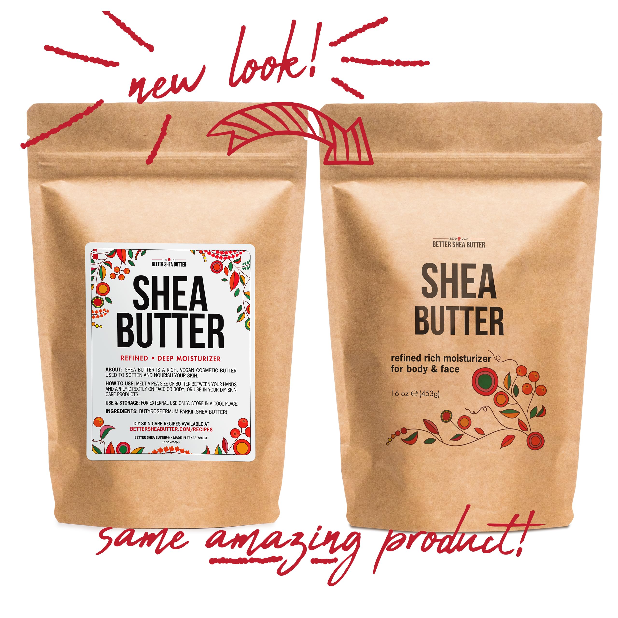 Better Shea Butter refined white butter indicating additive-free purity