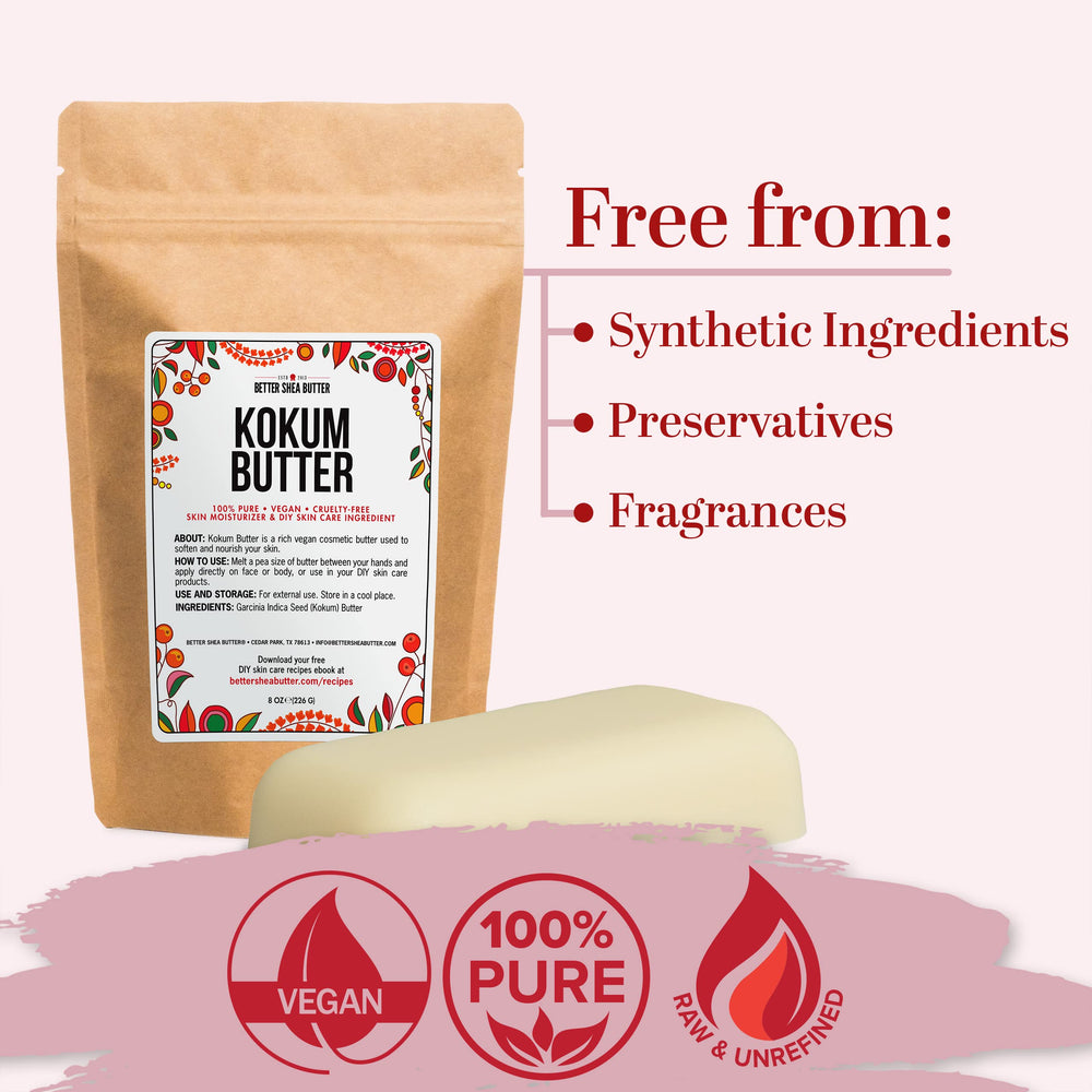 Textura firme de kokum cruda para mezclar con otras mantecas en recetas caseras de Better Shea Butter