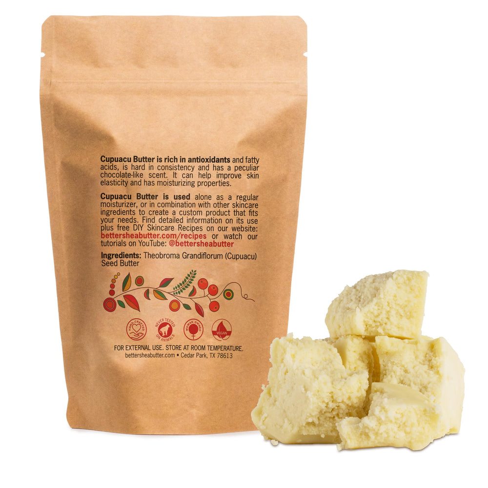 Better Shea Butter Cupuacu Butter comes in an 8 oz jar for easy storage.