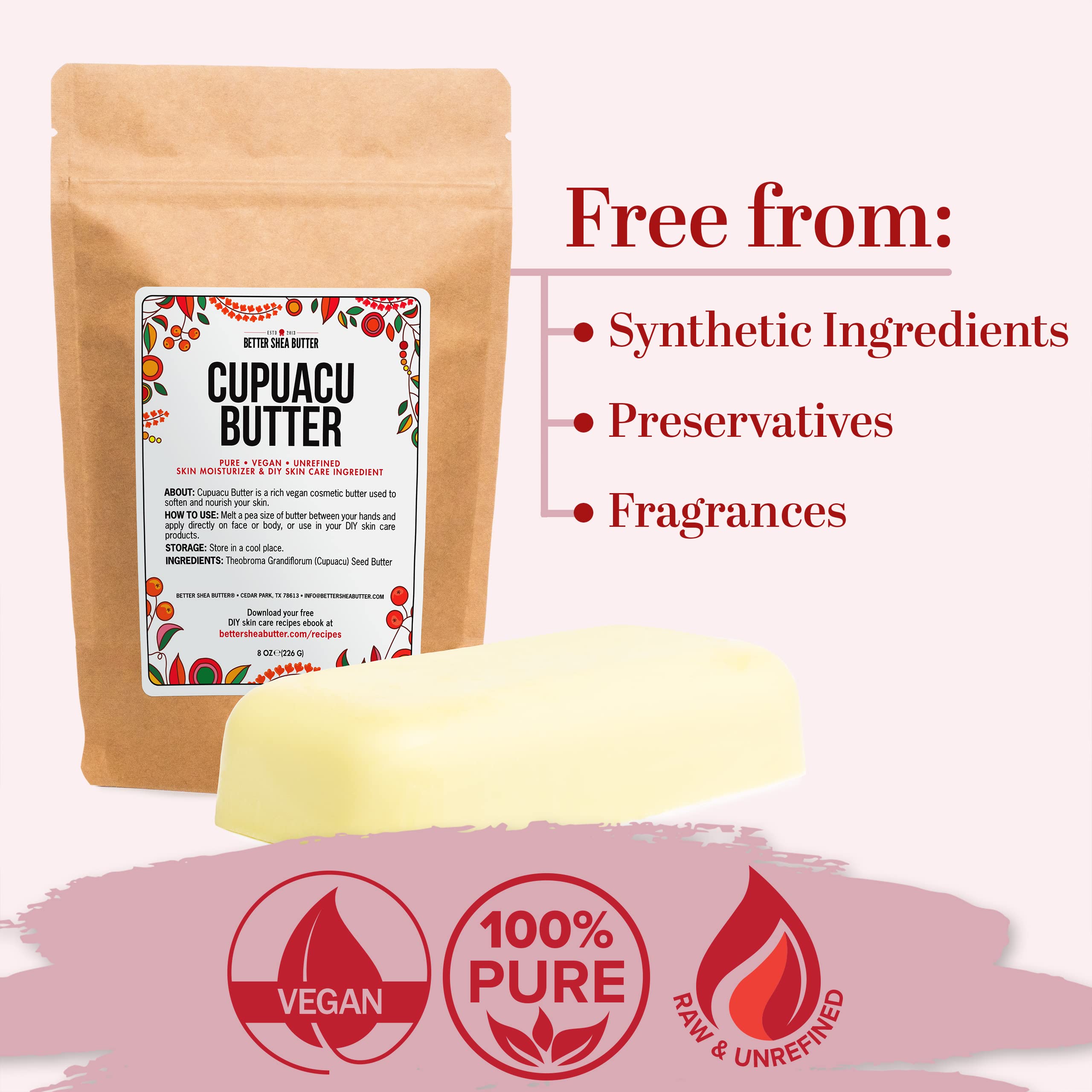Better Shea Butter Cupuacu Butter warmed between palms for smooth body application.