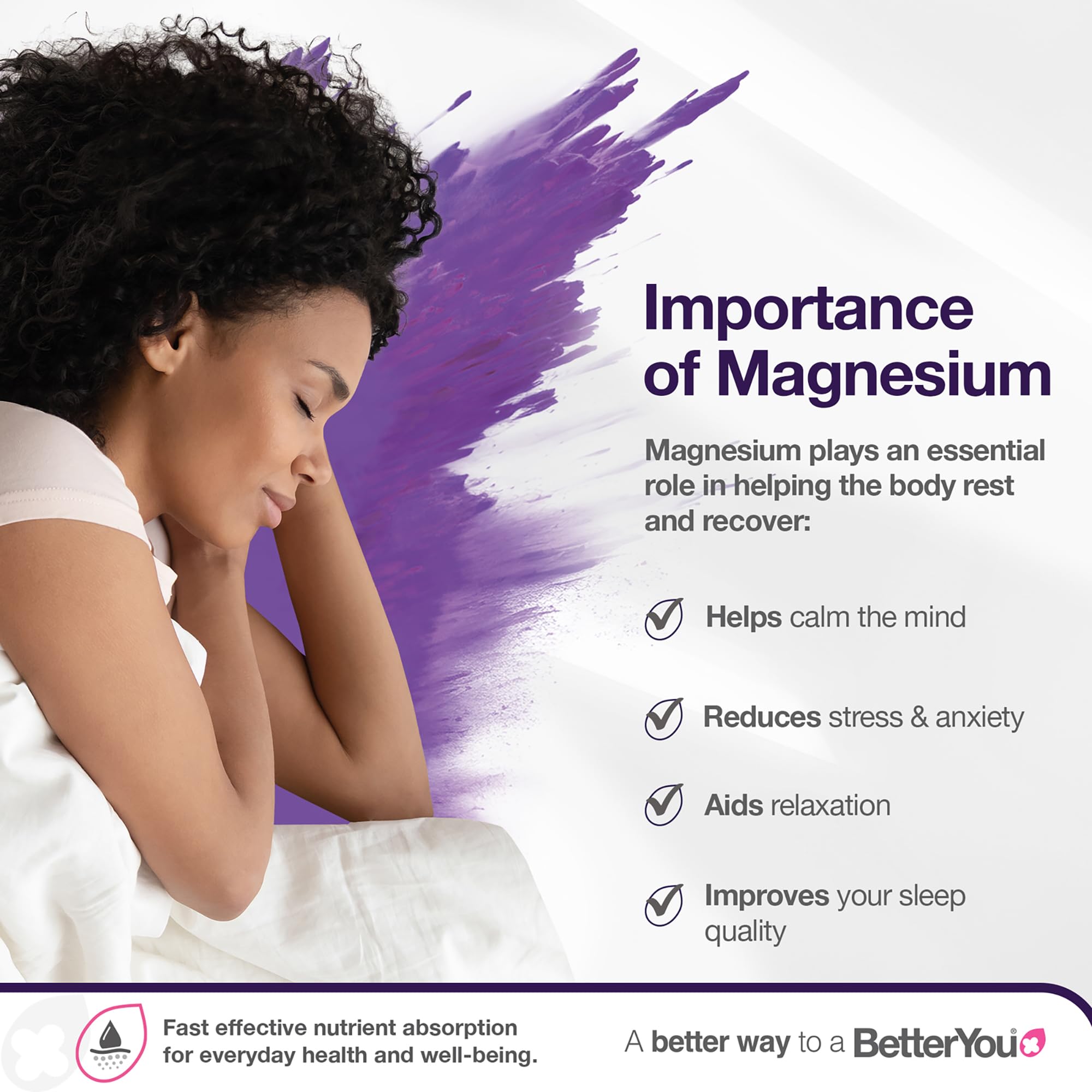Aplicación de BetterYou Loción de Magnesio para masaje suave y relajante.