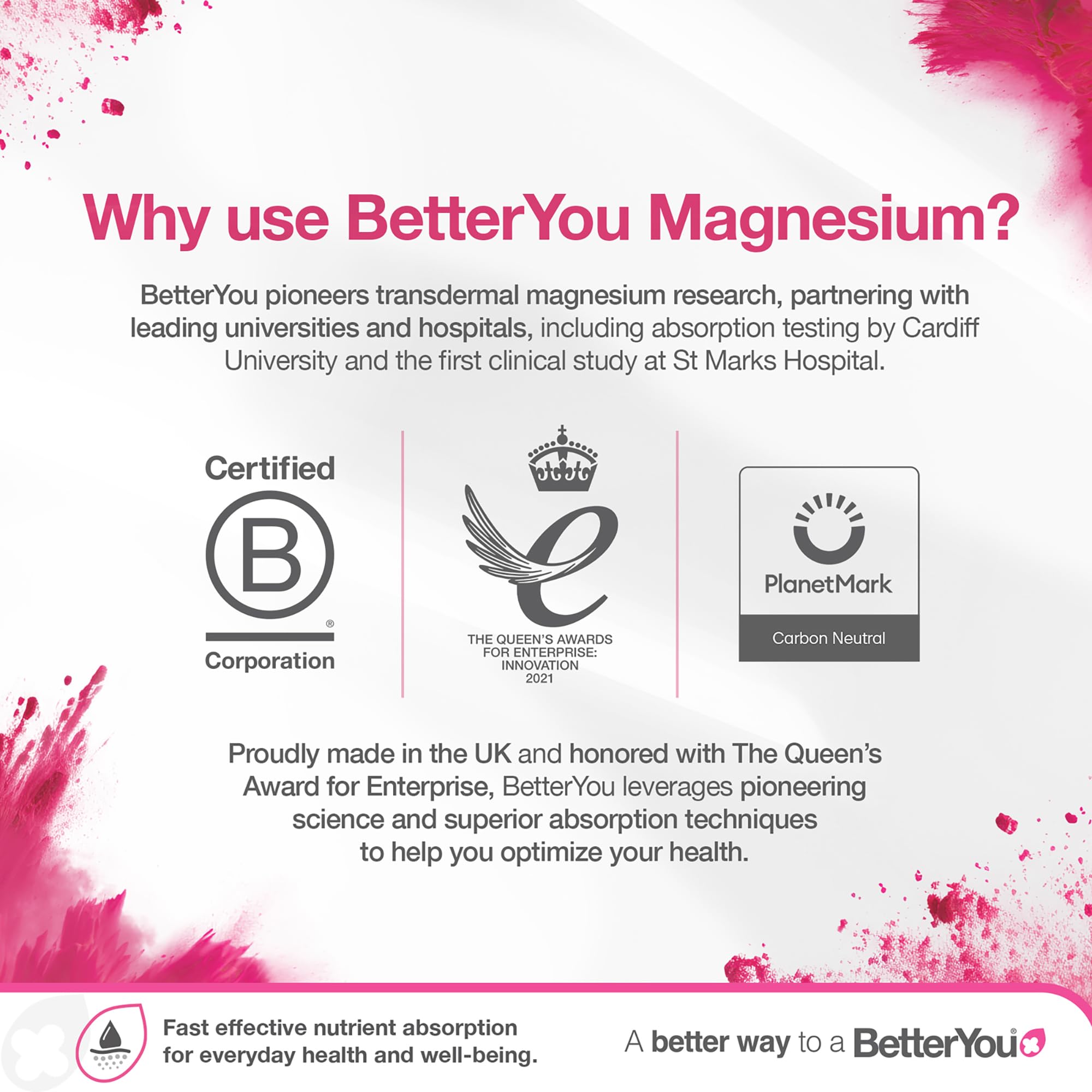 Producto dermatológicamente probado por BetterYou, seguro para la piel.