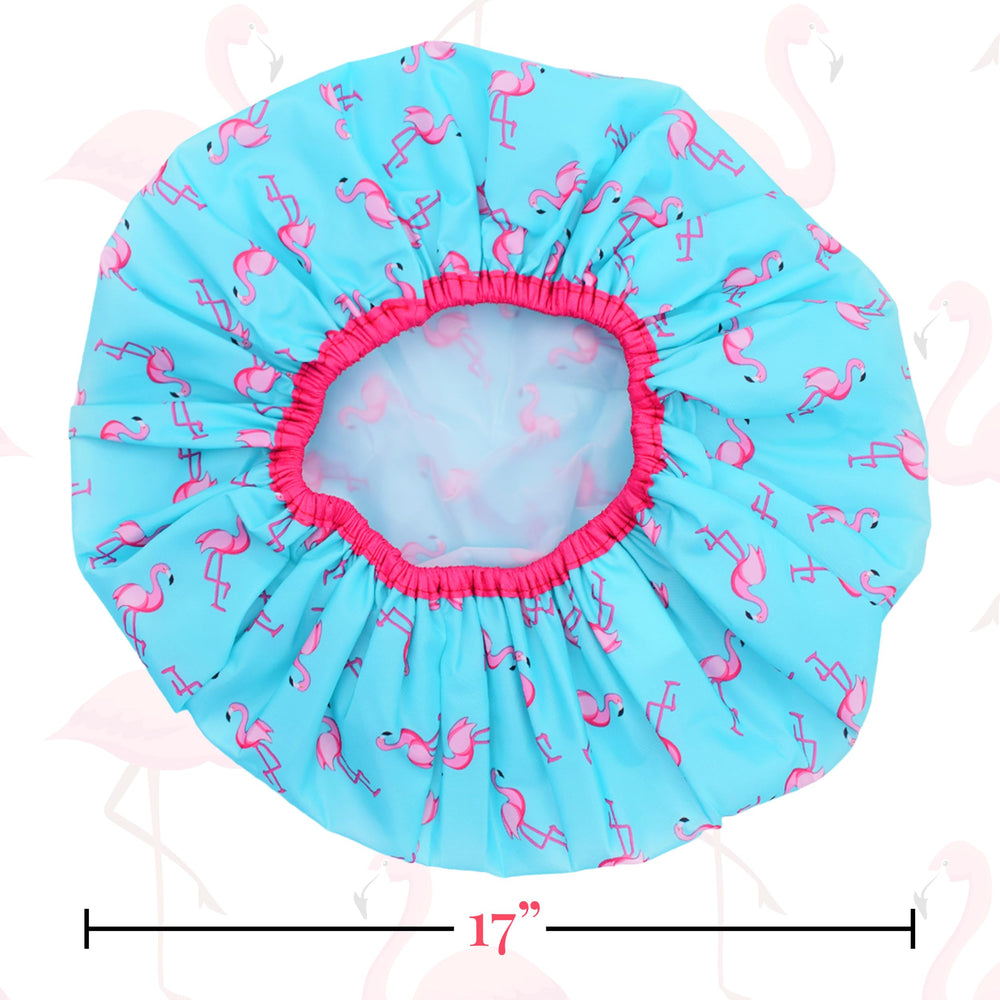 Betty Dain Fashionista Flamingo Cap oversized fit provides full coverage for various hairstyles.