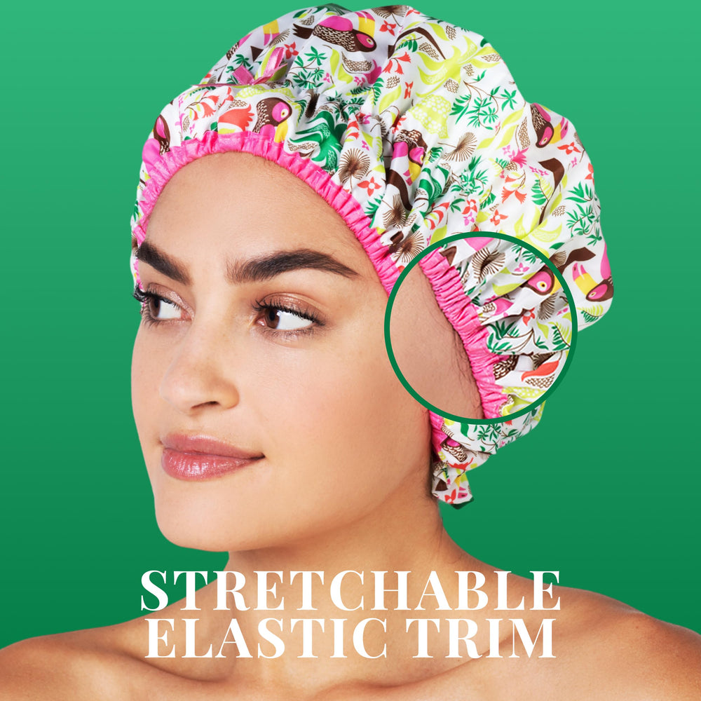 Betty Dain Fashionista Tropical patterned cap adds style and function