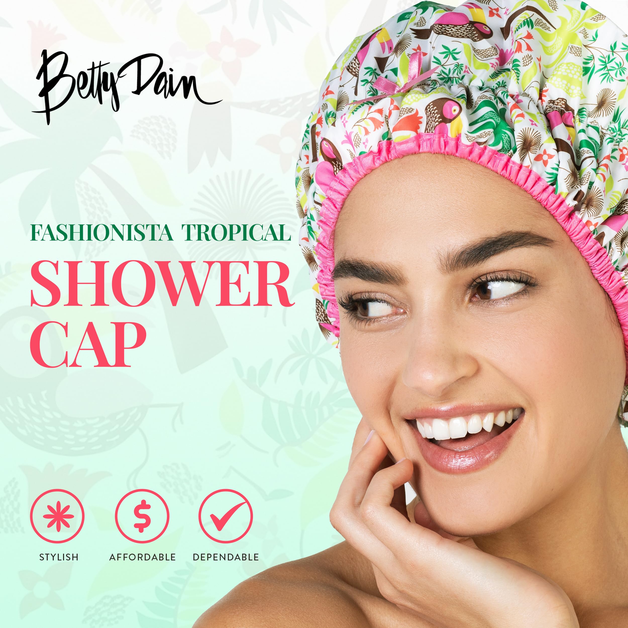 Betty Dain Fashionista Tropical PEVA lining keeps hair dry with a soft feel