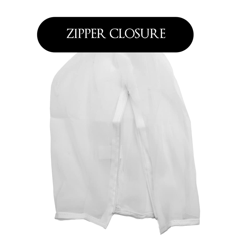 Betty Dain formal attire protection hood for high-end dressing rooms.