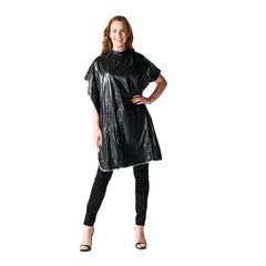 Soft nylon neckband on Betty Dain cape offers comfortable fit for lengthy sessions.
