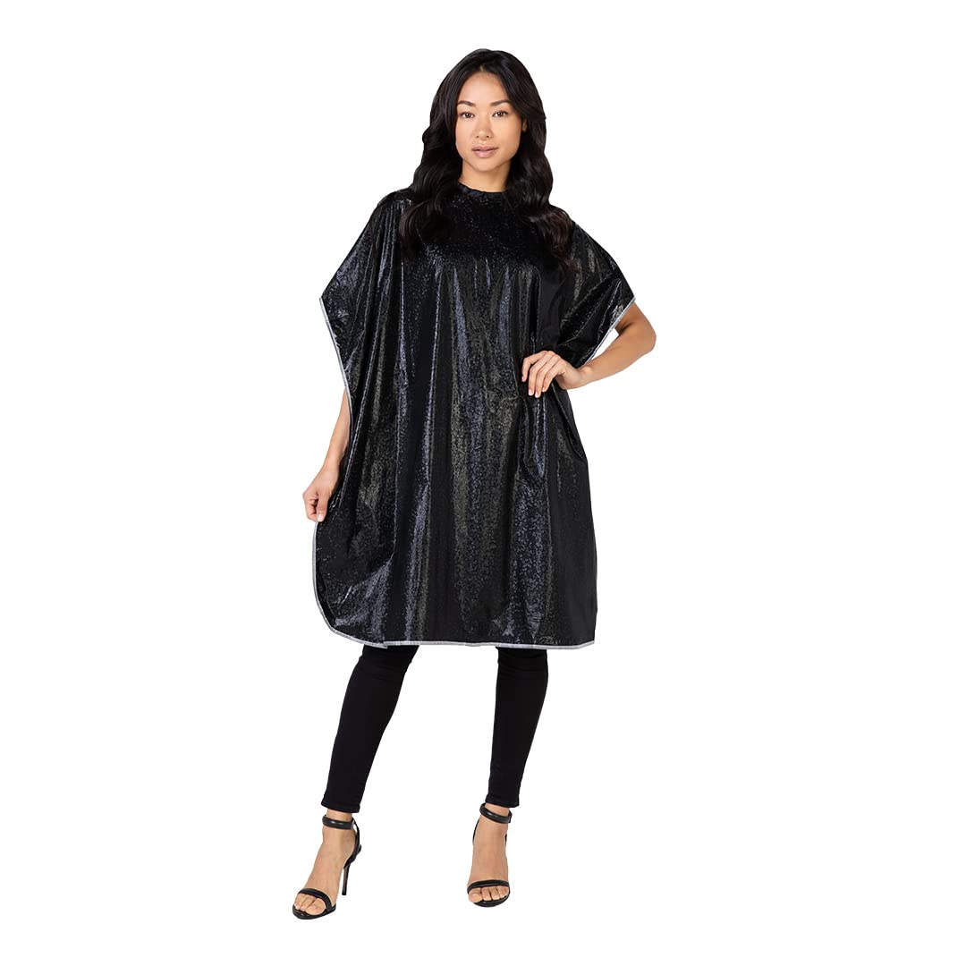 Betty Dain hair stylist cape in waterproof vinyl protects clients during color services.