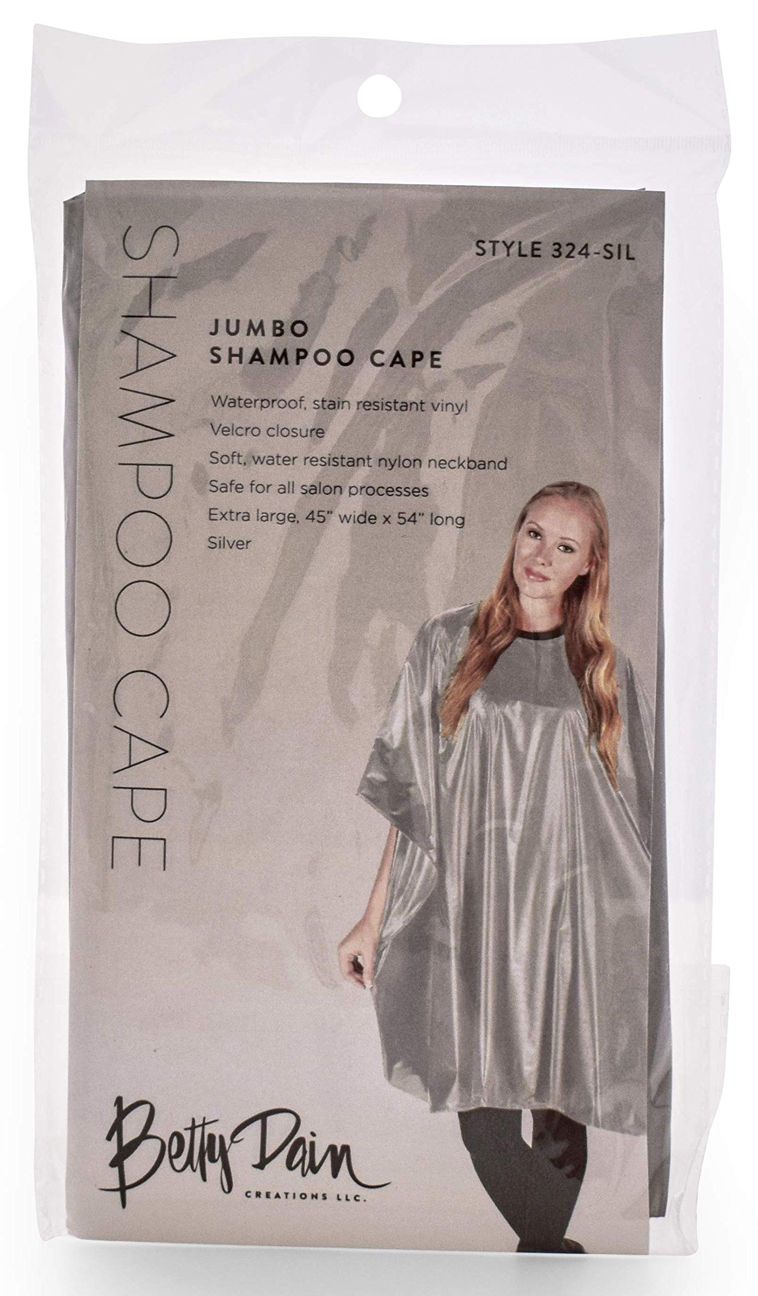 Oversized 45x54 inch cape covers clients fully during shampooing.