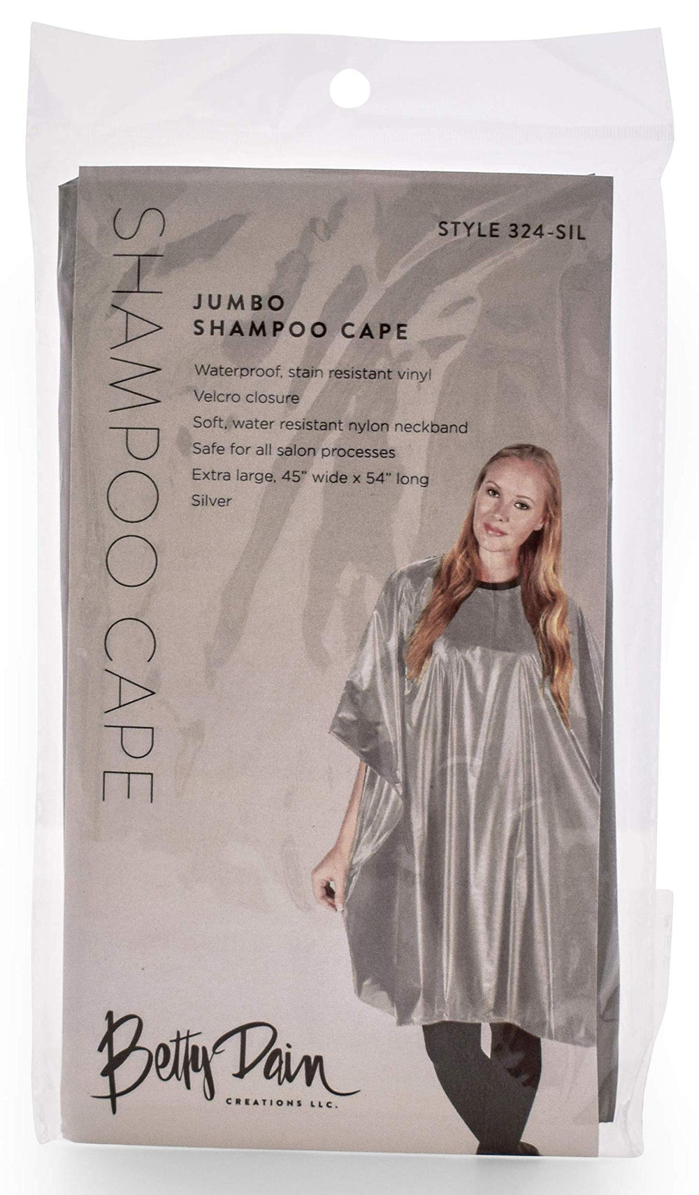 Oversized 45x54 inch cape covers clients fully during shampooing.