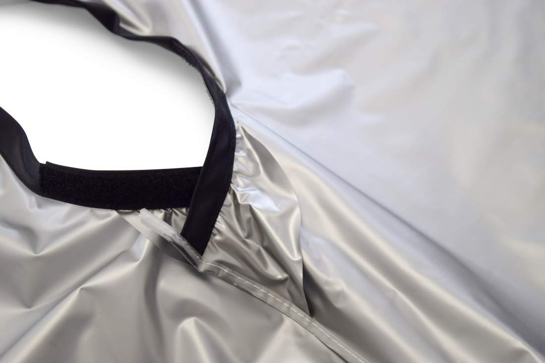 Betty Dain Jumbo Cape back view in silver, protecting clothing during shampooing.